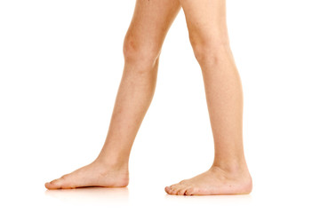 Side-view of barefoot legs