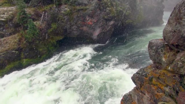 Aerial Slow Motion: Upper Yellowstone Waterfall