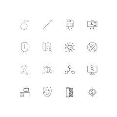 Internet Security simple linear icons set. Outlined vector icons