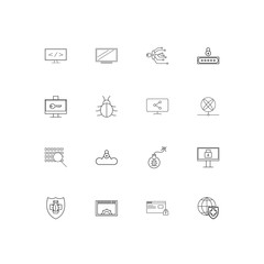 Internet Security simple linear icons set. Outlined vector icons