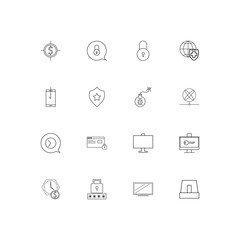 Internet Security simple linear icons set. Outlined vector icons