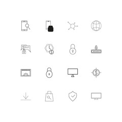 Internet Security simple linear icons set. Outlined vector icons