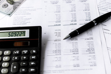 Financial analysis - income statement. Investment and Financial analysis and reporting concept. Business composition.