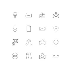Cyber Security simple linear icons set. Outlined vector icons