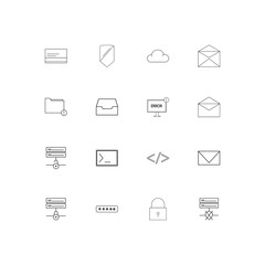 Cyber Security simple linear icons set. Outlined vector icons