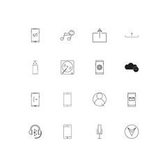 Music simple linear icons set. Outlined vector icons