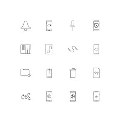 Music simple linear icons set. Outlined vector icons