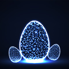Abstract Easter eggs with glowing particles. Vector