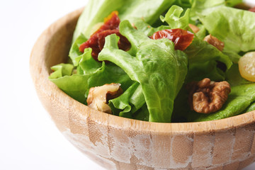 salad with nuts, raisin and sun dried tomatoes.  