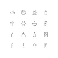 Religion simple linear icons set. Outlined vector icons