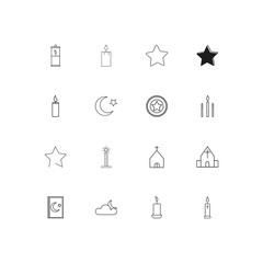 Religion simple linear icons set. Outlined vector icons