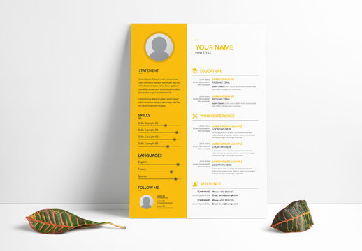 Resume Layout Set with Yellow Sidebar