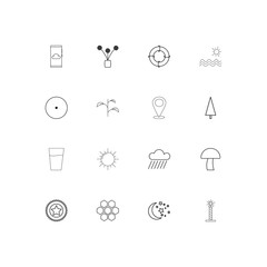 Nature simple linear icons set. Outlined vector icons