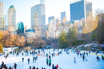 Tuinposter Ice skaters having fun in New York Central Park in winter © travnikovstudio