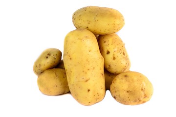 Fresh raw potatoes isolated.