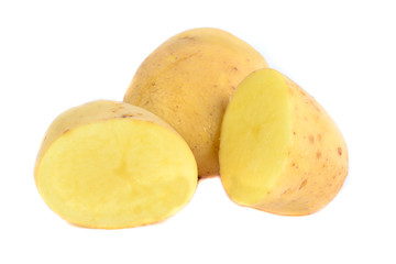 Fresh raw potatoes isolated.
