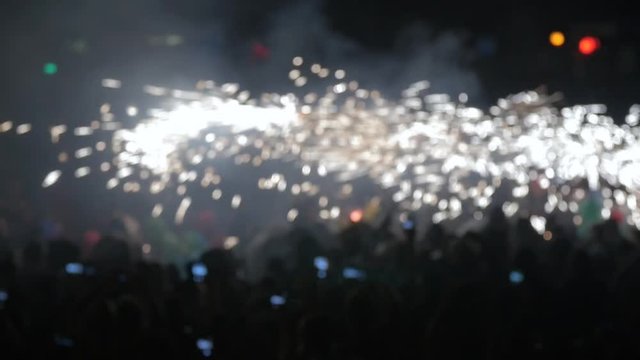 Correfocs. Festival in Catalonia. Blurred Crowd having Fun