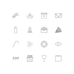 Holidays simple linear icons set. Outlined vector icons