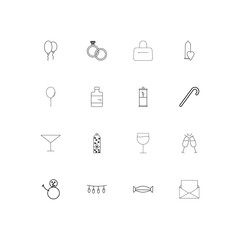 Holidays simple linear icons set. Outlined vector icons