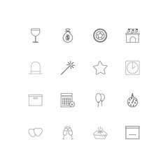 Holidays simple linear icons set. Outlined vector icons