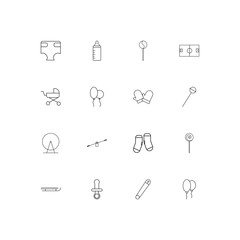 Baby, Kid And Newborn simple linear icons set. Outlined vector icons