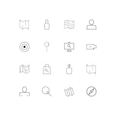 Maps And Navigation simple linear icons set. Outlined vector icons