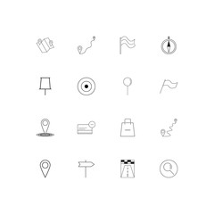 Maps And Navigation simple linear icons set. Outlined vector icons