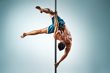 Man pole dancing
