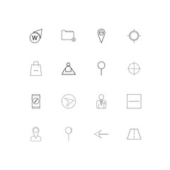 Maps And Navigation simple linear icons set. Outlined vector icons