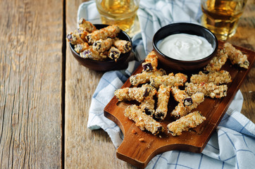 Baked Eggplant Fries with sauce