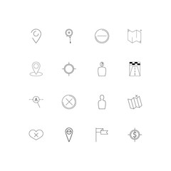 Maps And Navigation simple linear icons set. Outlined vector icons