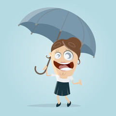 happy woman with umbrella