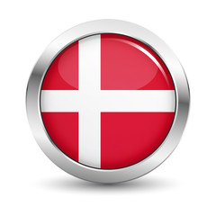Obraz premium Denmark Flag Icon Badge Vector Button