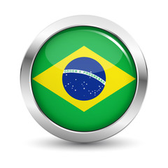Brazil Flag Icon Badge Vector Button