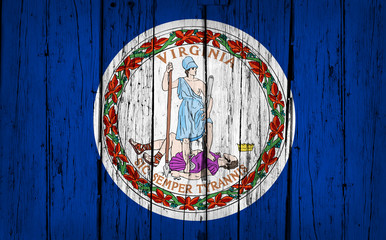 Virginia Flag Grunge Wooden Background