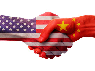 USA China Flag Handshake