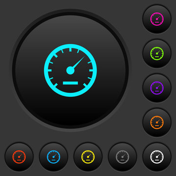 Speedometer dark push buttons with color icons