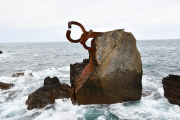 Fototapeta premium Peine del viento sculptures by Eduardo Chillida, in San Sebastian, Guipuzcoa, Euskadi, Spain. Donosti, Guipuzkoa, Basque Country