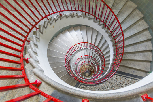 View of spiral staircase in The Skyscraper, Ljubljana, Slovenia