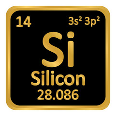 Periodic table element silicon icon.