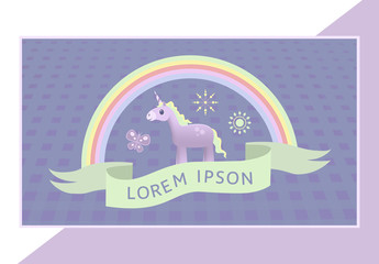 Purple Unicorn Rainbow Banner