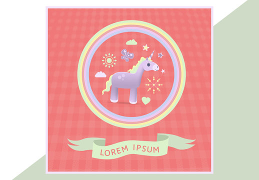 Social Media Post Layout with Unicorn Graphic