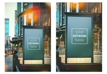 Advertising Kiosk on City Street Mockup