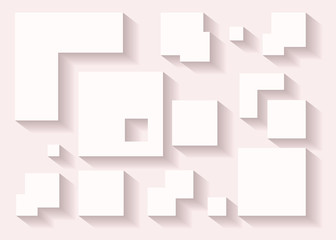 Abstract geometric shapes vector decor with shadow in popular pink tones.