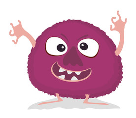 Humorous cartoon monster. Vector Halloween violet monster
