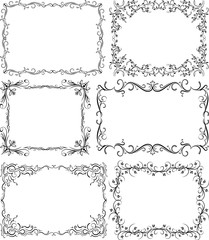 Set of 6 black vector frames for your design