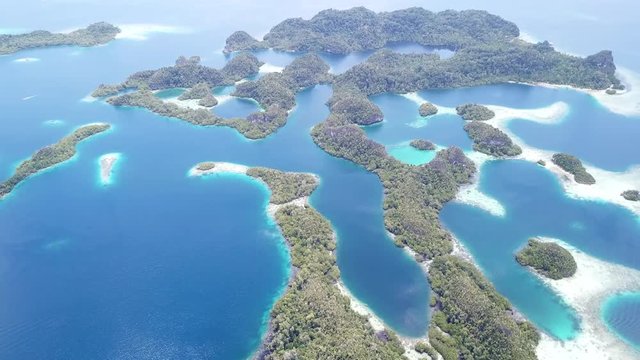 Aerial View of Beautiful Islands in Pef, Raja Ampat