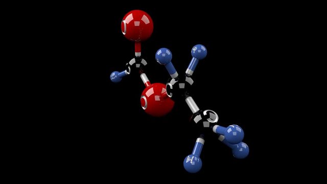 Ethyl formate molecule. Molecular structure of ethyl formate, flavoring agent, solvent and fungicide. Alpha channel.