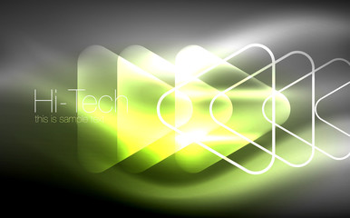 Glowing vector triangle geometric shapes in dark space