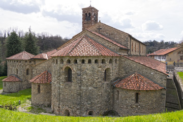 Agliate - Carate Brianza (Italy) - Romanesque Basilica of Saints Peter and Paul and adjacent Baptistery, built shortly after the year 1000.